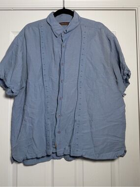 Cubavera Summer Spring Men’s Light Blue Short-Sleeve Button Down Collared Shirt